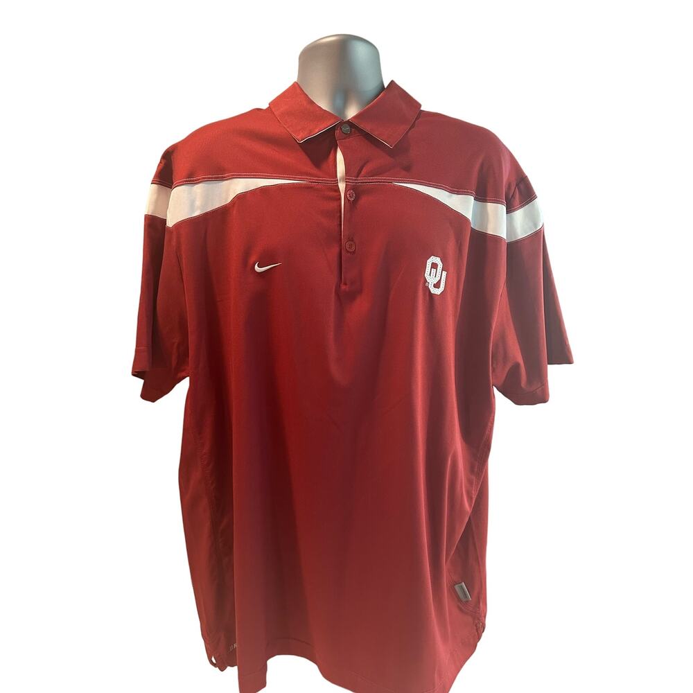 Nike Dri-fit University of Oklahoma Golf Shirt Maroon and White XL